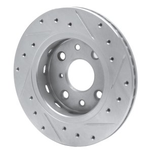 Kia Spectra Brake Rotor (1) - Front Left - R1 Concepts - Drilled & Slotted - Silver - `94-`00